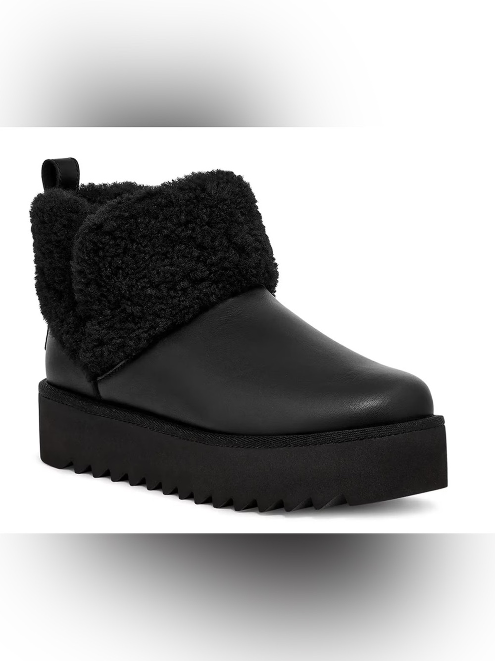 UGG Black Faux-Shearling Platform Ankle Boots